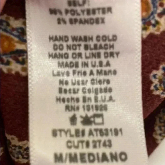 💥Tea n Rose Burgundy Paisley Top M - Picture 5 of 5